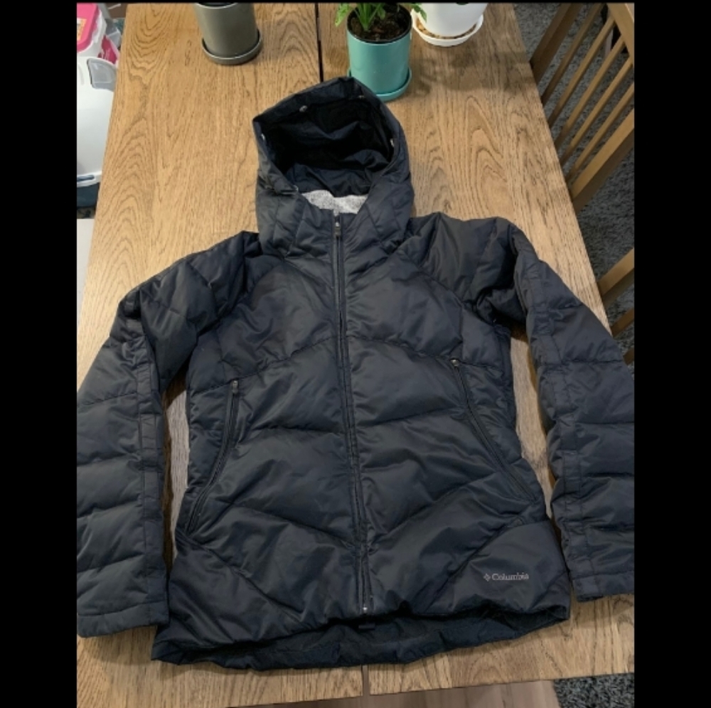 Womens Columbia Black Hooded Quilted Jacket Small
